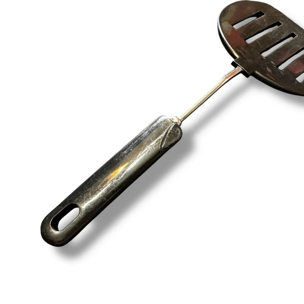 VTG Slotted Spatula Stainless Steel Plastic Turner Black Handle Round‎ 11 Inch